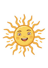 Cheerful Cartoon Sun with Wavy Rays and Happy Face