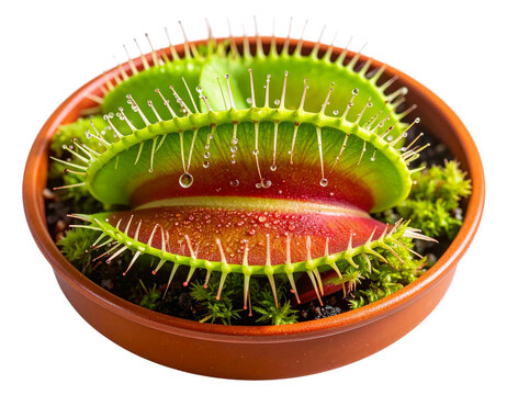  &ldquo;Single Venus Flytrap with Dew Drops on Traps, macro style PNG&rdquo;.