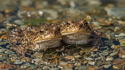 Obraz premium Image of a pair of toads during mating
