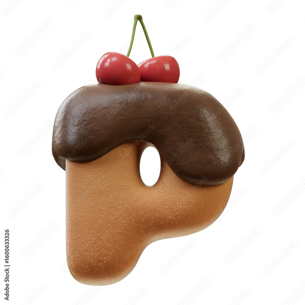 Fototapete 3d font.chocolate biscuit donut font concept. isometric alphabet. numbers and letters. 3d rendering 