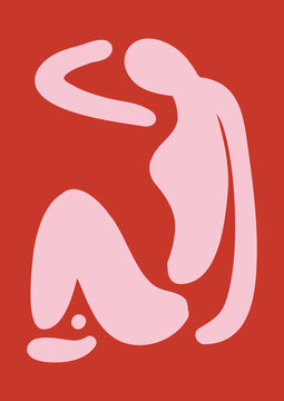 Minimalist Woman Silhouette Poster Background. Modern Design Abstract Art