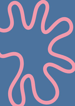 Minimalist Wavy Line Shape Poster Background. Modern Abstract Art Design Template
