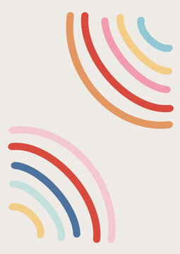 Multicolor Minimalist Round Shape Poster Background. Modern Abstract Art Design Template