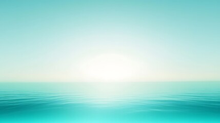 Obraz premium Serene turquoise ocean horizon with glowing sunlight reflecting on calm water surface