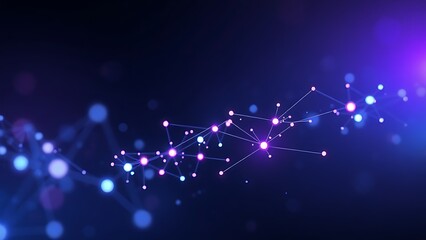 Abstract data visualization with glowing interconnected nodes in dark space, symbolizing modern technology.