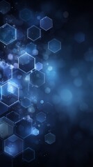 blue glowing futuristic tech background with geometric hexagon shapes