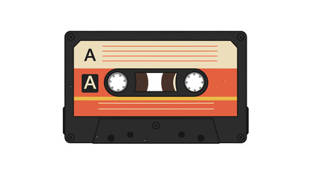 Obraz premium Retro Cassette Tape with Orange and Beige Label Design