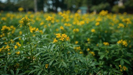 Green agricultural park displaying the Pepicha plant with abundant nature