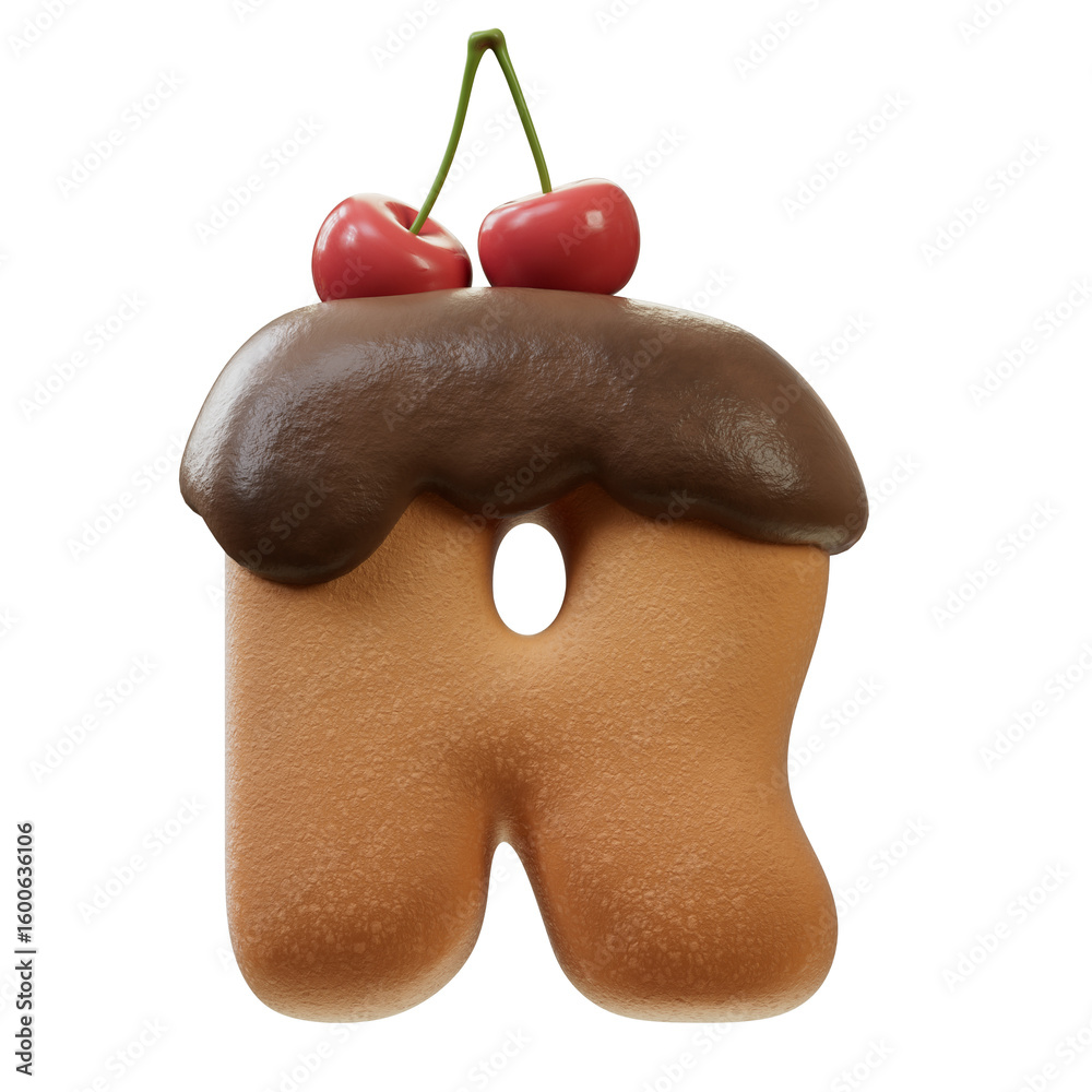 Fototapete 3d font.chocolate biscuit donut font concept. isometric alphabet. numbers and letters. 3d rendering 