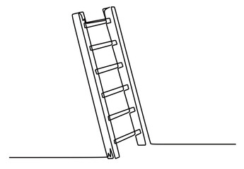 continuous line art of a ladder. the concept of going up and down using a ladder