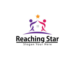 reaching star logo creative design concept health care people abstract