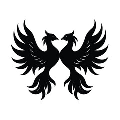 Two rising phoenix birds in symmetry