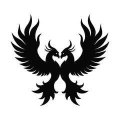 Fototapeta premium Mystical Twin Phoenix Crest Illustration