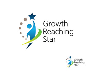 growth reaching star logo creative design concept education growth