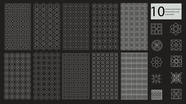 Seamless Arabic  Geometric Patterns Set Line Art Vector Patterns for Illustrator  Abstract Line Designs  Modern Minimalist Backgrounds  Decorative Linear Pattern Pack  Islamic Persian Pattern Pack