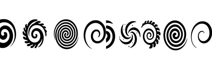 Abstract spiral patterns showcasing fluid design elements in a minimalist black and white format
