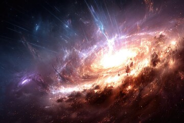 Colorful Spiral Galaxy In Deep Space
