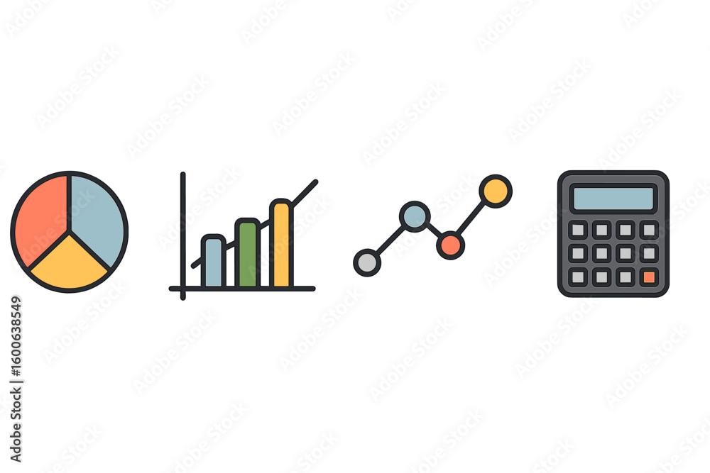 Aufkleber visual representation of data analysis using graphs and calculator tools for effective decision maki