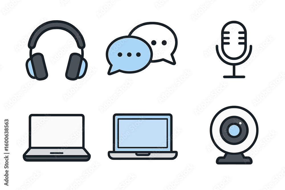 Poster different types of technology used for communication and recording in a digital environment