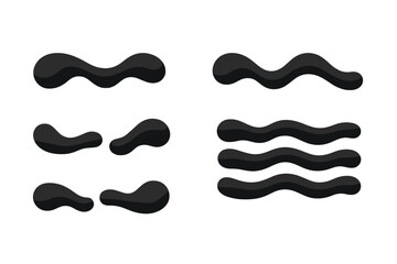 Unique black abstract shapes arranged in various patterns on a white background