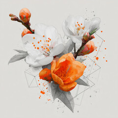 Floral and geometric heart design