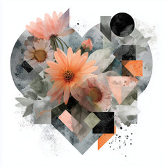 Floral and geometric heart design