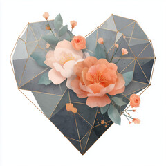 Floral and geometric heart design