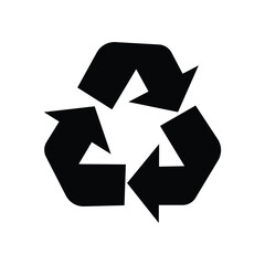 Recycle Icon: A bold, monochrome rendering of the universal recycling symbol, representing environmental responsibility and sustainable practices.