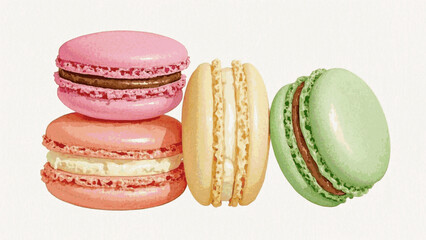 Pastel Clouds macarons isolated watercolor vector illustration svg