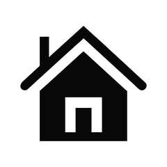 Obraz premium Simple black house icon with chimney