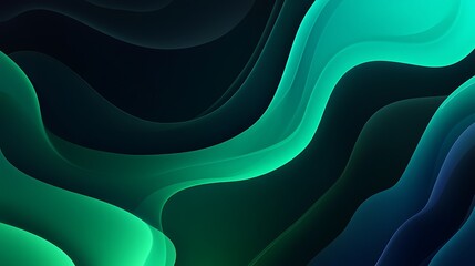 Abstract green and blue flowing shapes background. Modern design with vibrant gradient colors