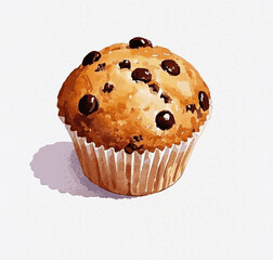 Dawn Swell Chocolate Chip Muffins isolated watercolor vector illustration svg