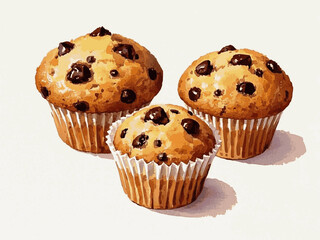 Chip Pools Chocolate Chip Muffins isolated watercolor vector illustration svg