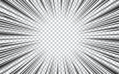 Comic zoom explosion background in black and white. vector illustration.