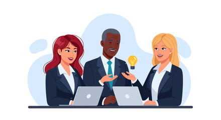 Diverse business team brainstorming, perfect for landing pages or marketing materials.