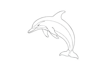 Fototapeta premium Simple Dolphin Line Art Illustration in Black and White for Coloring Books or Design