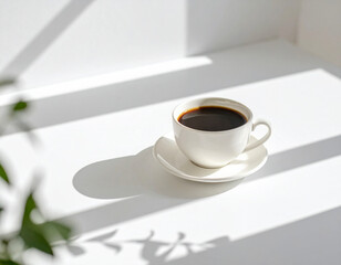 Black Coffee with Natural Light and Shadows

