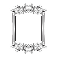 Vintage baroque frame with floral ornament engraving illustration art	