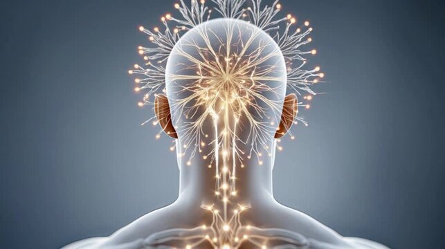 Cognitive flow visualization neural brain connection visualizing neural brain connection with glowing neural brain connection network in human body glowing mind interface