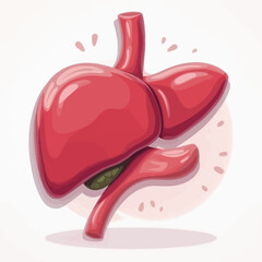 Vibrant illustration of a healthy human liver and gallbladder. Anatomical vector graphic for medical and educational concepts.