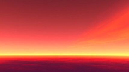 Fiery red sky and horizon landscape background. Abstract dramatic sunset scene with vibrant colors