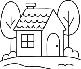 Naklejka premium Illustration of a House – Residential Building Vector or Drawing