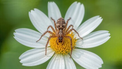 A fly is caught by a lynx spider on a white petal