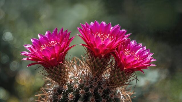 Magnified image of vivid pink and purple cactus petals