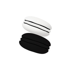 Decorative black and white macarons ready for dessert presentation at a social event