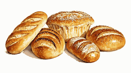 Daily Loaf bread isolated watercolor vector illustration svg