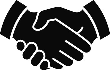 Obraz premium vector handshake icon black silhouette business agreement partnership deal contract teamwork cooperation isolated on white background illustration.eps