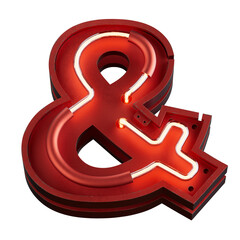 Bright Neon Font with fluorescent tubes.Metallic futuristic  cyberpunk Alphabet. 3d Rendering Isolated on black Background.