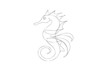 Obraz premium Elegant Seahorse Line Art Illustration on White Background for Creative Projects and Designs