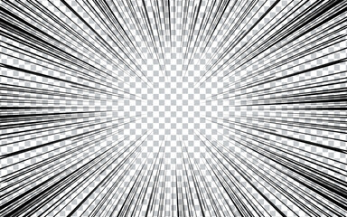 Obraz premium Abstract radial zoom speed of light on black effect for cartoon comic book. vector illustration.